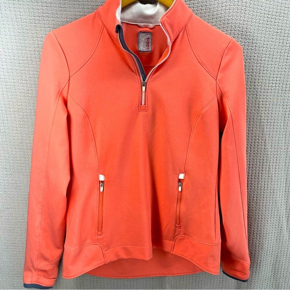 Zero Restriction S Women Coral Pink Zip Mock 1/4 Zip Jacket Thumbholes PGA Tour - Picture 1 of 10